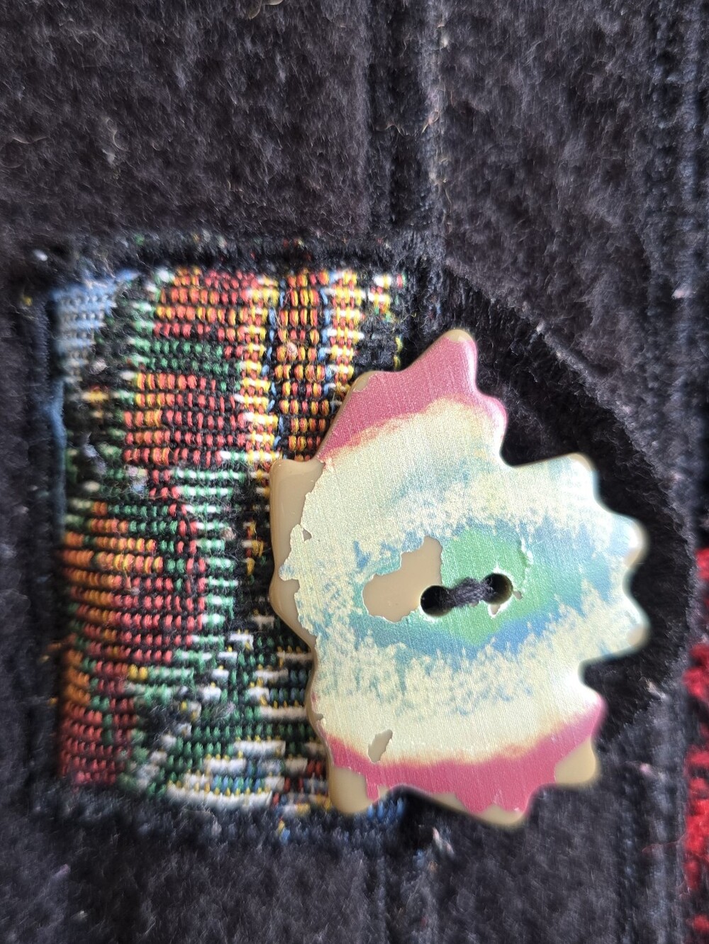Ali Miles Multicolor Patchwork Light Weight Cardigan Sweater Floral Pocket XL - Picture 15 of 16